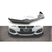 [Racing Tartósság Front Splitter V.3 + Lebenyek BMW 1 F20 M-Pack Facelift / M140i-hez - Fekete + fényes szárnyak]