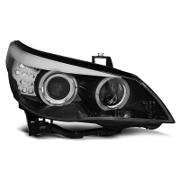 [Fényszórók Angel Eyes fekete led visszajelző Bmw E60/E61 03-07]