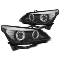 [Fényszórók Angel Eyes Ccfl Fekete Led Visszajelző Bmw E60/E61 03-07]