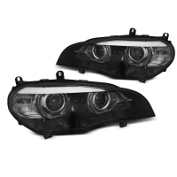 [Led Fényszórók Angel Eyes Led Drl Black Afs Bmw X5 E70 07-13 (Xenon Oem)]