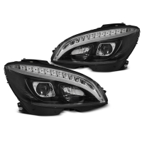 [Fényszórók Tube light Black Seq Mercedes W204 07-10]