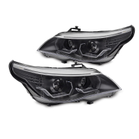 [Fényszórók Angel Eyes Led 3d Fekete Bmw E60 E61 03-07]