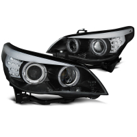 [Xenon D2s Fényszórók Angel Eyes fekete led visszajelző Bmw E60/E61 03-04]