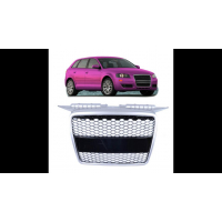 [Sport Grille Silver & Gloss Black suitable for AUDI A3 (8P) Sportback Hatchback Pre-Facelift 2005-2008]