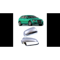 [Side Mirror Cover Set Matt Silver suitable for AUDI A3 (8P) Sportback Hatchback Convertible A4 B7 (8E) Sedan Avant Convertible A4 B6 (8E) Saloon Convertible Avant A6 C5 (4B) Sedan Avant 2003-2008]