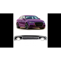 [Sport Rear Spoiler Diffuser W/Pipes suitable for AUDI A3 (8V) Saloon Facelift 2016-2020]