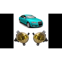 [Fog Lights Set Yellow suitable for AUDI A6 C6 (4F) Sedan Allroad Avant A4 B8 (8K) Sedan Avant Q5 (8R) SEAT EXEO (3R2) VW PASSAT CC B6 (357) 2004-2011]