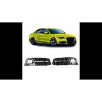 [Sport Fog Light Covers Chrome & Black suitable for AUDI A4 B8 (8K) Sedan Avant Pre-Facelift 2008-2011]