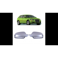 [Mirror Cover Set Matt Silver Lane Assist suitable for AUDI A3 (8P) Sportback Hatchback Convertible A4 B8 (8K) Sedan Avant A5 (8T) Coupe Convertible Sportback 2010-2015]