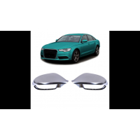 [Mirror Cover Set Matt Silver Lane Assist suitable for AUDI A6 C7 (4G) Sedan Allroad Avant 2012-2018]