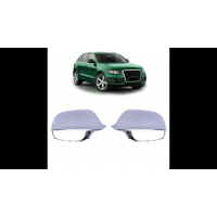 [Side Mirror Cover Set Matt Silver Lane Assist suitable for AUDI Q5 (8R) Q7 (4L) 2009-2016]