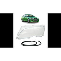 [Headlight Lens Housing With Rubber LEFT suitable for BMW 3 (E46) Sedan Touring Facelift 2001-2005]