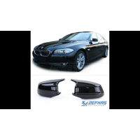 [Side Mirror Cover Set Gloss Black suitable for BMW 5 (F10) Sedan (F11) Touring 5 (F07) Gran Turismo Pre-Facelift 2010-2013]