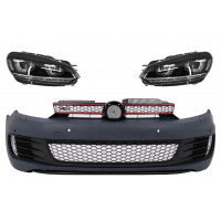 [Első lökhárító fényszórókkal LED DRL áramló kanyarodó lámpa króm VW Golf VI 6 (2008-2013) GTI U Design]