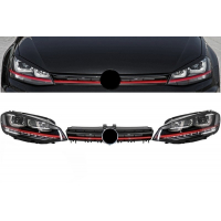 [Összeszerelhető fényszórók 3D LED FLOWING Dinamikus szekvenciális irányfény DRL ráccsal, VW Golf 7 VII (2012-2017) RED R20 GTI megjelenéshez]