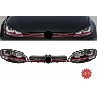 [Összeszerelt fényszórók 3D LED FLOWING Dinamikus szekvenciális irányfény RHD ráccsal, VW Golf 7 VII (2012-2017) RED R20 GTI megjelenéshez]