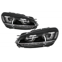 [VW Golf 6 VI (2008-2013) Golf 7 3D LED DRL U-Design LED áramló kanyarodó lámpa Króm RHD fényszórókhoz megfelelő fényszórók]