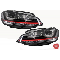 [RHD fényszórók 3D LED DRL VW Golf 7 VII (2012-2017) RED R20 GTI Look LED Folyó dinamikus szekvenciális kanyarodó lámpákhoz]