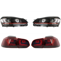 [VW Golf 6 VI (2008-2013) használható fényszórók Golf 7 3D LED DRL U-Design GTI hátsó lámpákkal Full LED R20]