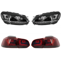 [VW Golf 6 VI (2008-2013) megfelelő fényszórók Golf 7 3D LED DRL U-Design Folyó kanyarodó lámpa hátsó lámpákkal Full LED R20]