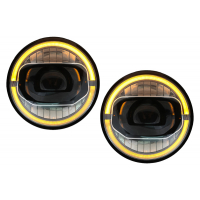 [7 hüvelyes CREE LED fényszórók DRL Angel Eye Amber, alkalmas Jeep Wrangler JK (2007-2017) átalakítása 2018+ modellre]