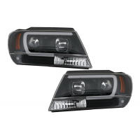 [LED fényszórók alkalmas Jeep Grand Cherokee (1999-2004) Tube Light Black]