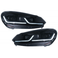 [LED-es fényszórók a VW Golf 6 (2008-2013) modell, Facelift G7.5 Look Black Flowing Dynamic Sequential Turning Lights LHD-vel]