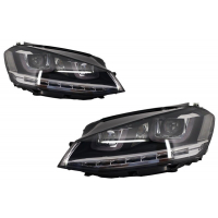 [Fényszórók 3D LED DRL VW Golf 7 VII (2012-2017) Ezüst R-Line LED Flowing Dynamic Sequential Turning Lights RHD típus]